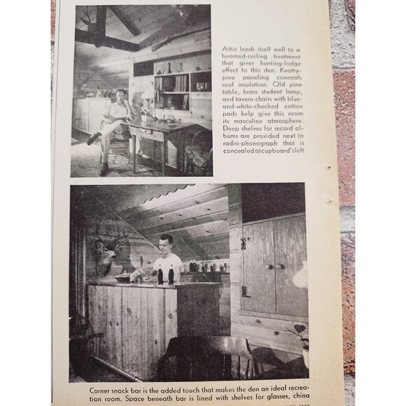 1950 "If You Have an Attic - You Can Have A Den-Rec Room" Vtg Print Article - Picture 5 of 7